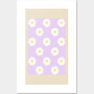 lavender purple pastel daisy flower floral pattern Posters and Art